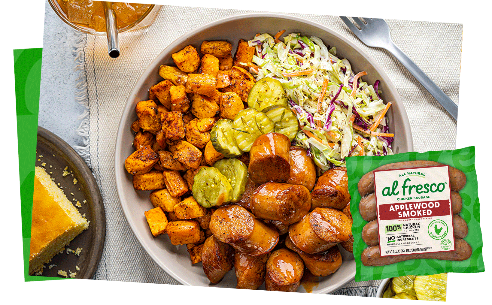 BBQ Chicken Sausage Bowl with Al Fresco Applewood Chicken Sausage