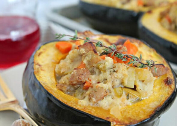 Chicken Sausage & Apple Stuffed Acorn Squash