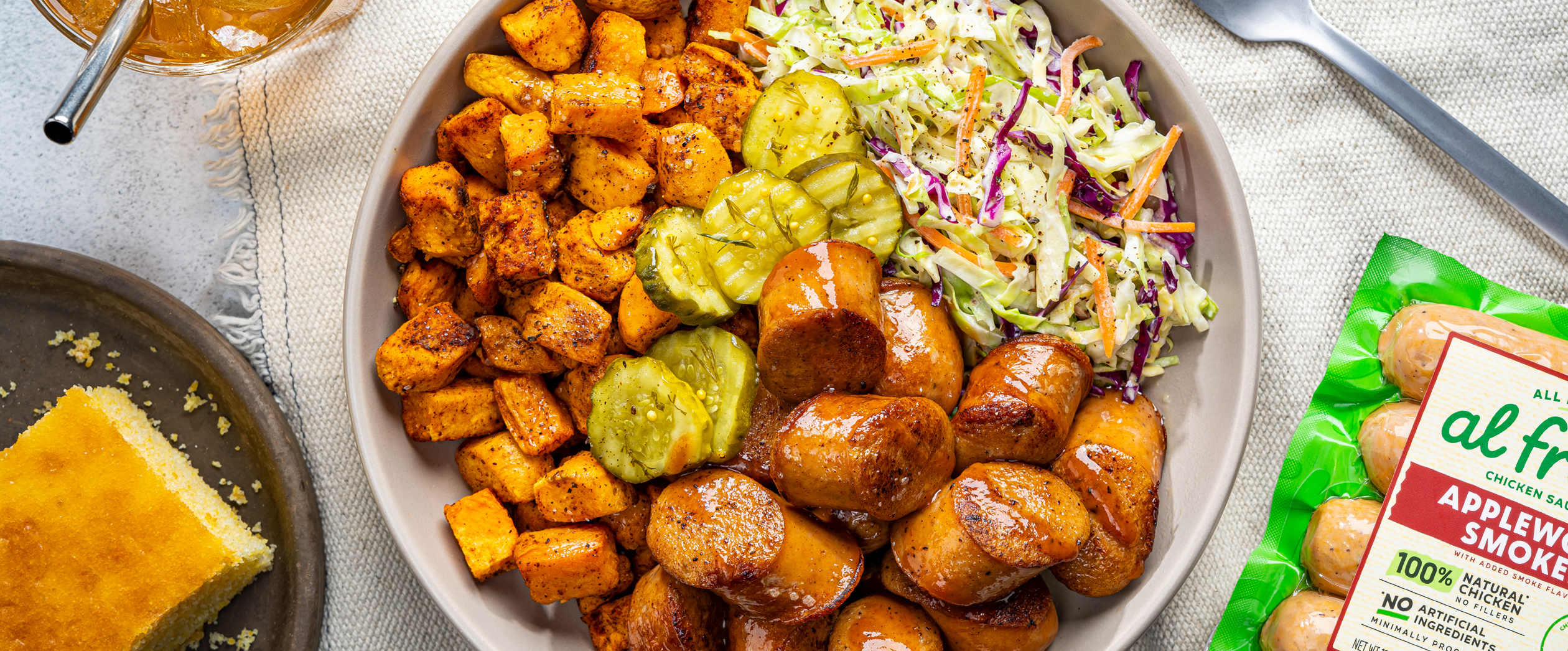 BBQ Chicken Sausage Bowl using Al Fresco Applewood Smoked Chicken Sausage