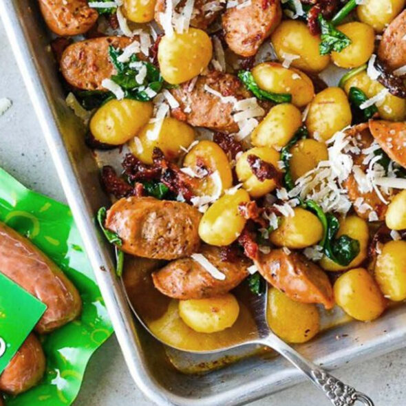 Sausage and Gnocchi Sheet Pan Dinner with Al Fresco Chicken Sausage